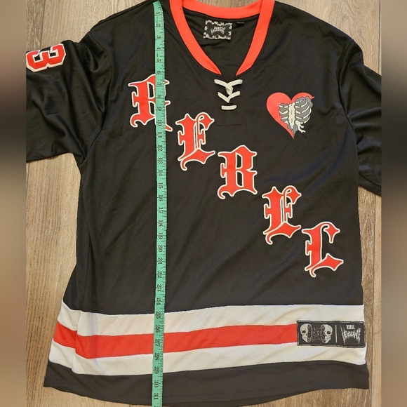 Emo, rebel, goth, black, casual, jersey, skull, streetwear, unisex - Picture 5 of 8